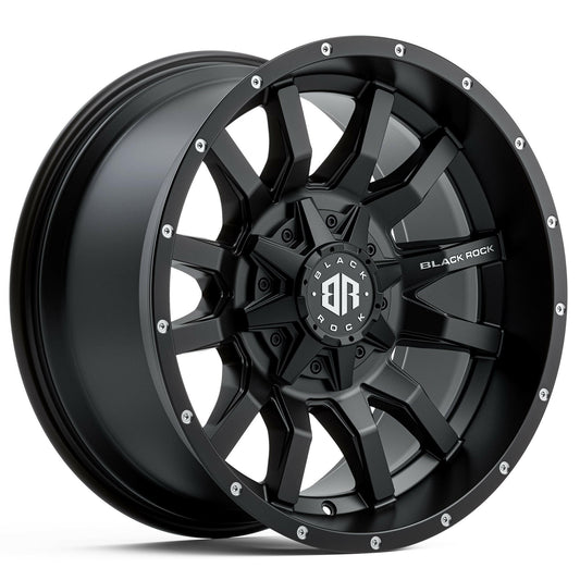 Black Rock Predator Satin Black 18x9 wheel for KGM SsangYong Musso and Rexton