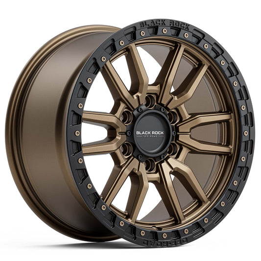 Black Rock Rambler Dark Bronze with Black Ring 17x8.5 6x139.7 wheel for Toyota Prado 250 and Lexus GX550