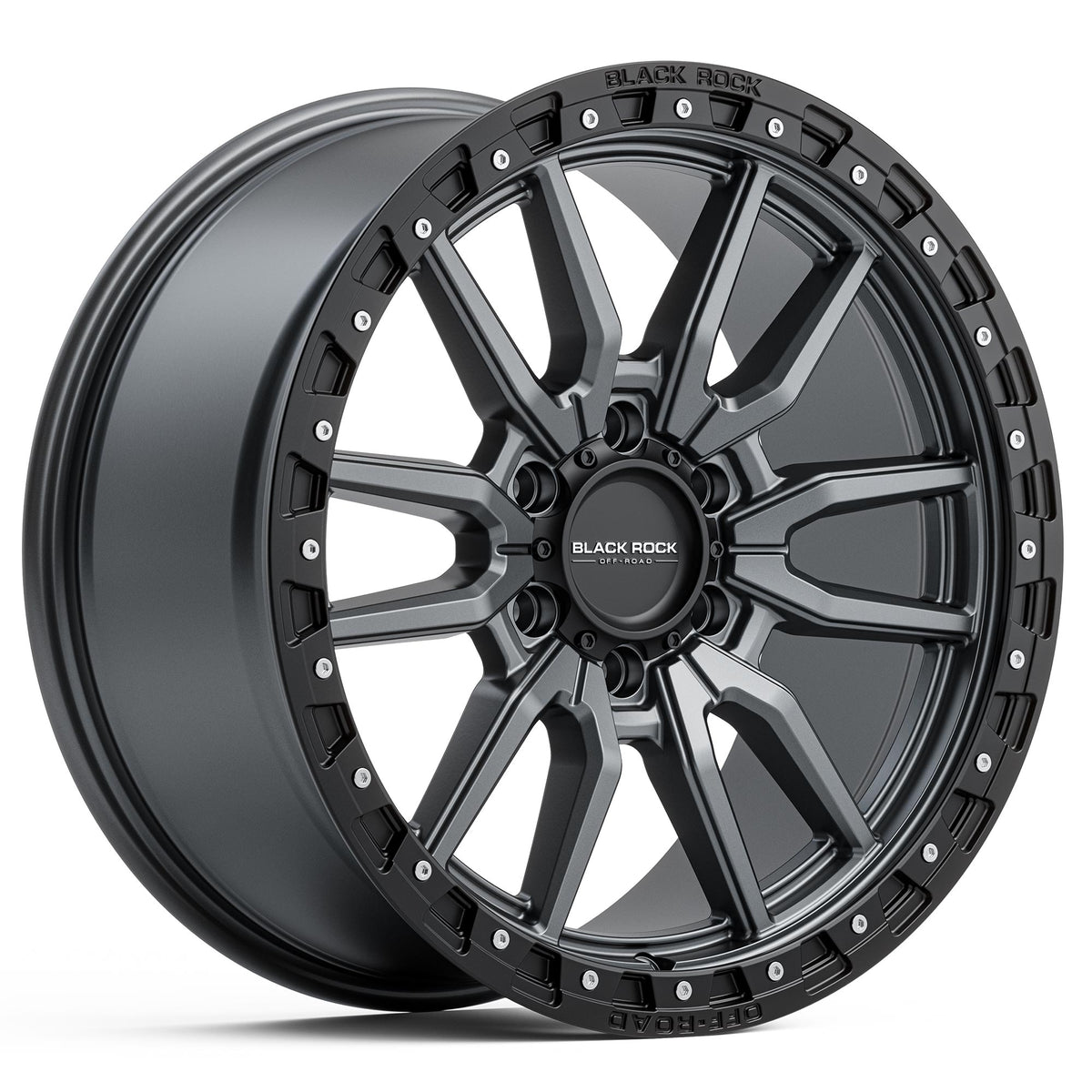 Black Rock Rambler Dark Grey with Black Ring 20x9 6x139.7 wheel for Toyota Prado 250 and Lexus GX550