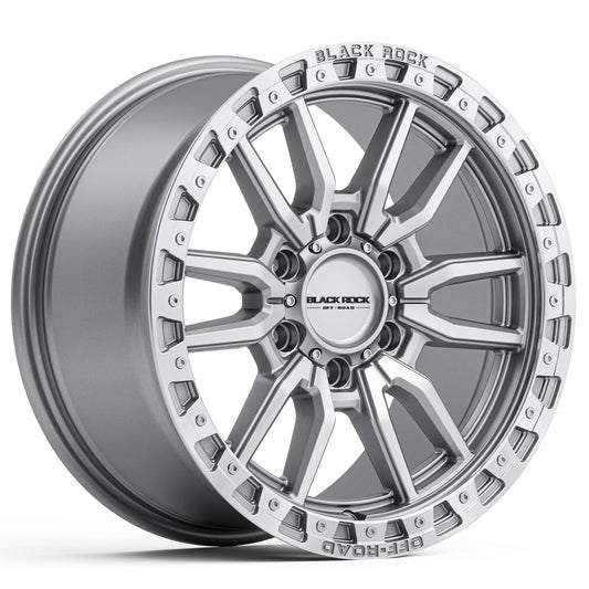 Black Rock Rambler Silver Machined 17x8.5 6x139.7 wheel for Toyota Prado 250 and Lexus GX550