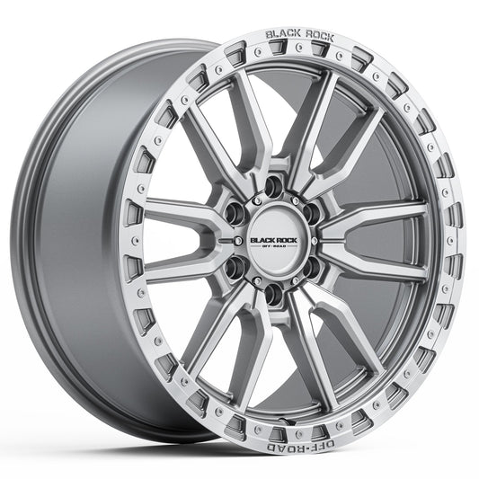 Black Rock Rambler Silver Machined 20x9 6x139.7 wheel for Toyota Prado 250 and Lexus GX550