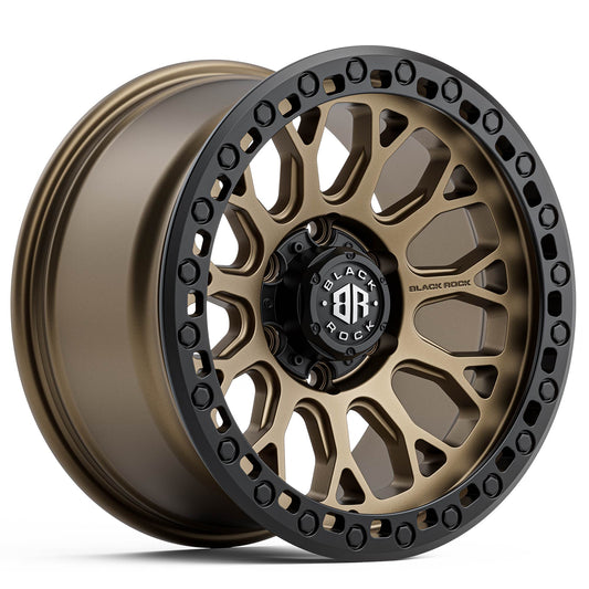 Black Rock Spider Dark Bronze with Black Ring 17x9 6x139.7 wheel for Toyota Prado 250 and Lexus GX550
