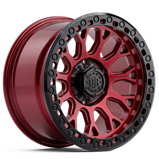 Black Rock Spider Illusion Red with Black Ring 17x9 6x139.7 wheel for Toyota Prado 250 and Lexus GX550