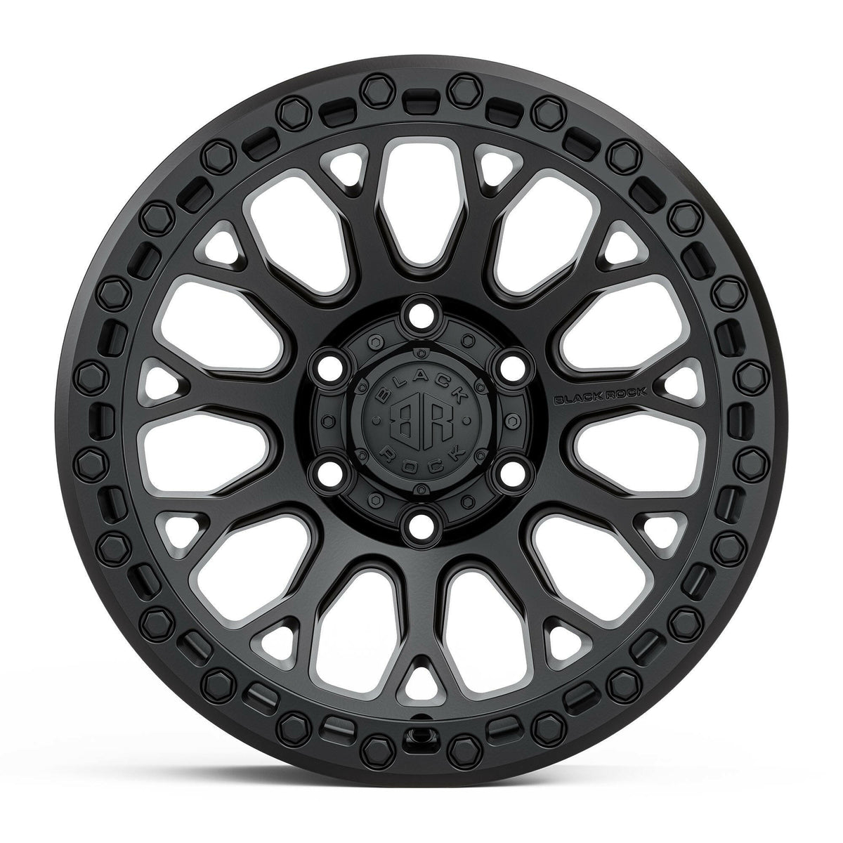 Black Rock Spider Satin Black 17x9 wheel for KGM SsangYong Musso and Rexton, view 2