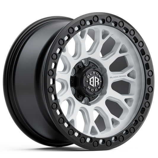 Black Rock Spider Satin White with Black Ring 18x9 6x139.7 wheel for Toyota Prado 250 and Lexus GX550