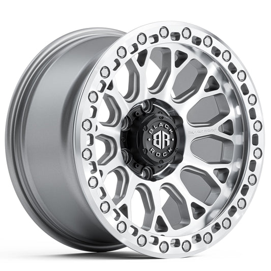 Black Rock Spider Silver Machined 18x9 6x139.7 wheel for Toyota Prado 250 and Lexus GX550