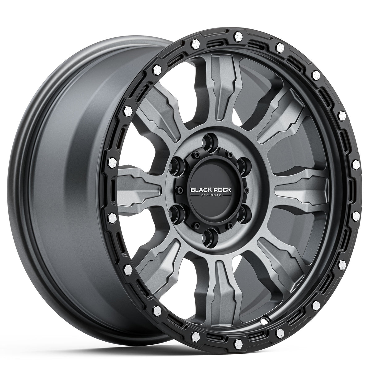 Black Rock Venture Gunmetal Grey Black Ring 17x8.5 6x139.7 wheel for Toyota Prado 250 and Lexus GX550