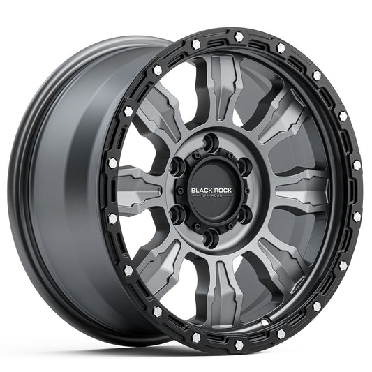 Black Rock Venture Gunmetal Grey with Black Ring 20x9 6x139.7 wheel for Toyota Prado 250 and Lexus GX550