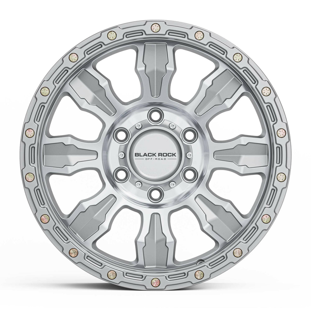 Black Rock Venture Silver Machined 17x8.5 wheel for KGM SsangYong Musso and Rexton, view 2