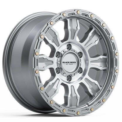 Black Rock Venture Silver Machined 17x8.5 wheel for KGM SsangYong Musso and Rexton