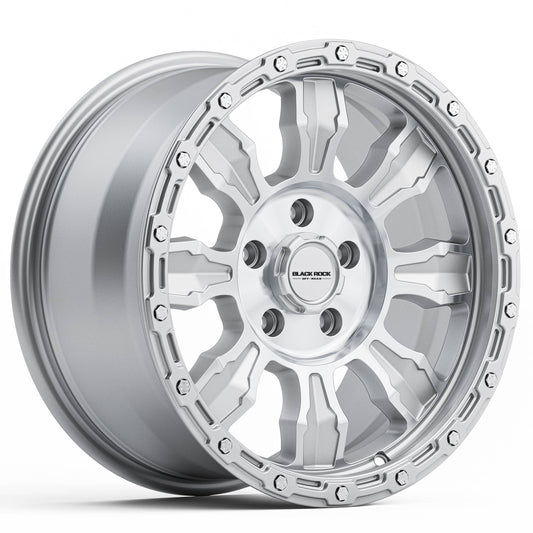 Black Rock Venture Silver Machined 18x9 6x139.7 wheel for Toyota Prado 250 and Lexus GX550