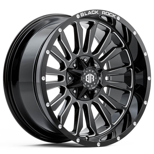 Black Rock Victory Gloss Black Milled 20x10 6x139.7 wheel for Toyota Prado 250 and Lexus GX550