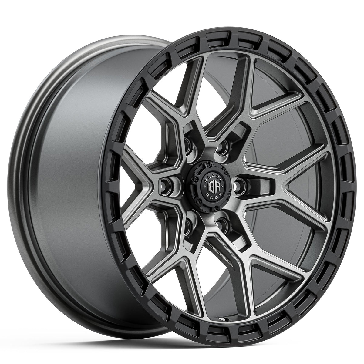 Black Rock Viper Gunmetal Grey Black Ring 17x9 6x139.7 wheel for Toyota Prado 250 and Lexus GX550