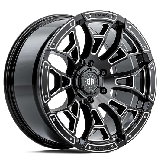 Black Rock Widow Gloss Black Milled 20x9 6x139.7 wheel for Toyota Prado 250 and Lexus GX550