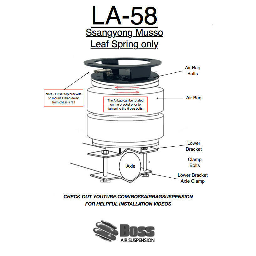 BOSS Load Assist Air Bag Kit for leaf sprung KGM SsangYong Musso, view 2