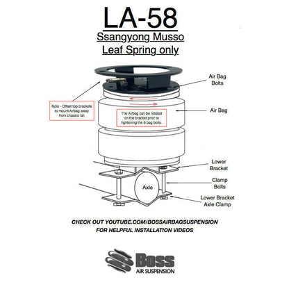 BOSS Load Assist Air Bag Kit for leaf sprung KGM SsangYong Musso, view 2