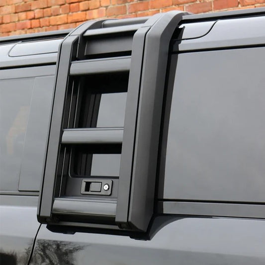 Black Deployable Roof Ladder for Land Rover Defender 90, 110 and 130 (L663)