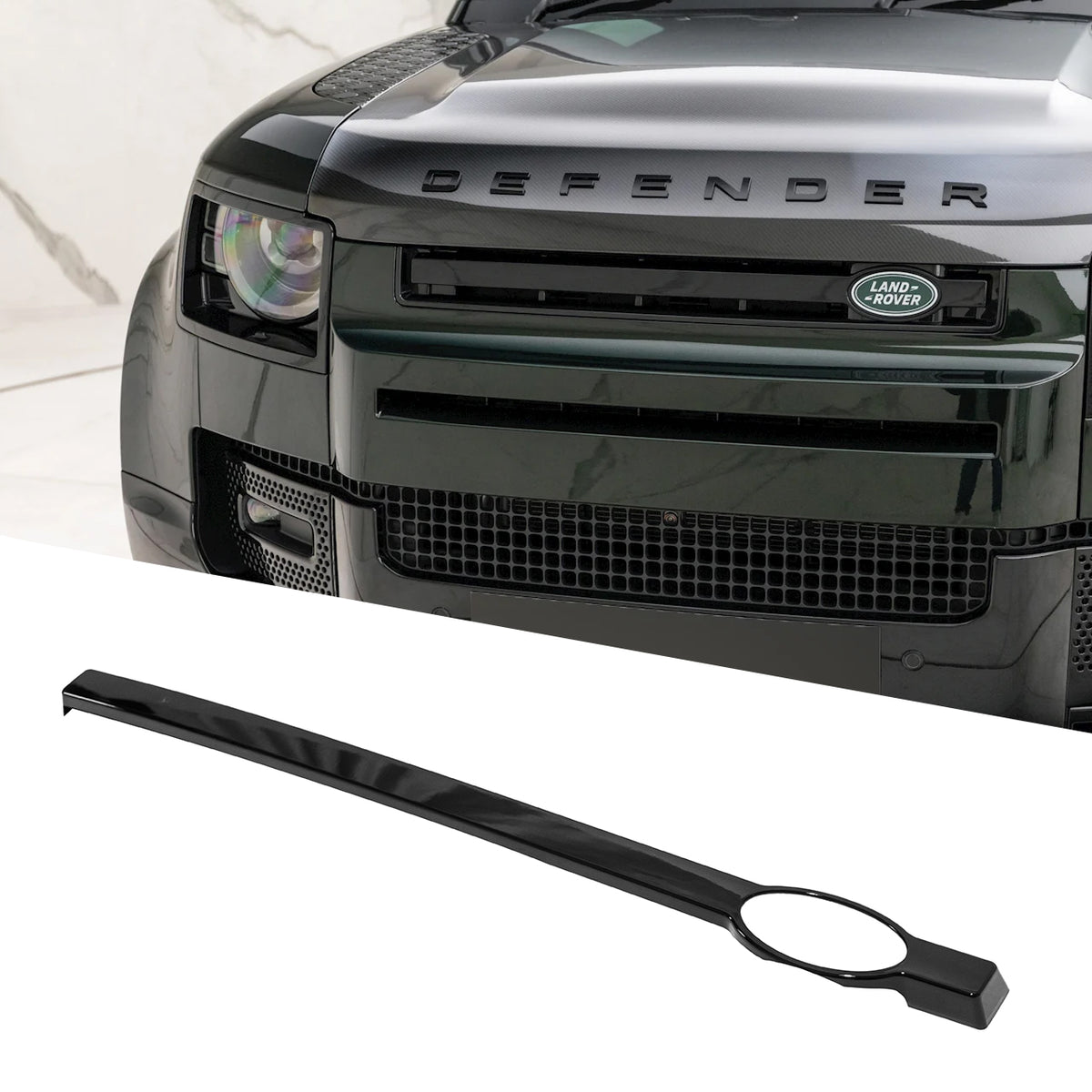 Gloss Black Replacement Front Grille Trim for Land Rover Defender 90, 110 and 130 (L663)