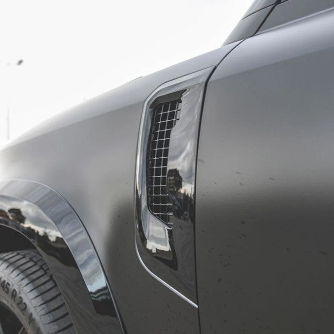 Gloss Black Replacement Side Fender Vents for Land Rover Defender 90, 110 and 130 (L663), view 3