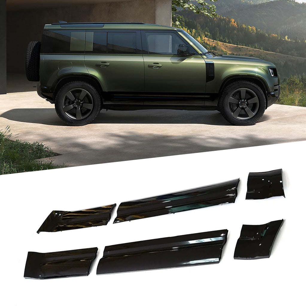 Gloss Black Side Door Moulding Skirt Trim Kit for Land Rover Defender 110 and 130 (L663)