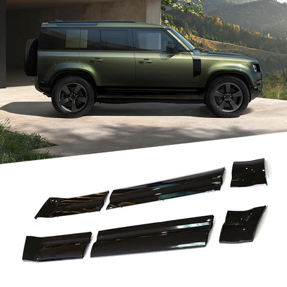 Gloss Black Side Door Moulding Skirt Trim Kit for Land Rover Defender 110 and 130 (L663)