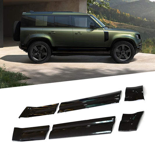 Gloss Black Side Door Moulding Skirt Trim Kit for Land Rover Defender 110 and 130 (L663)