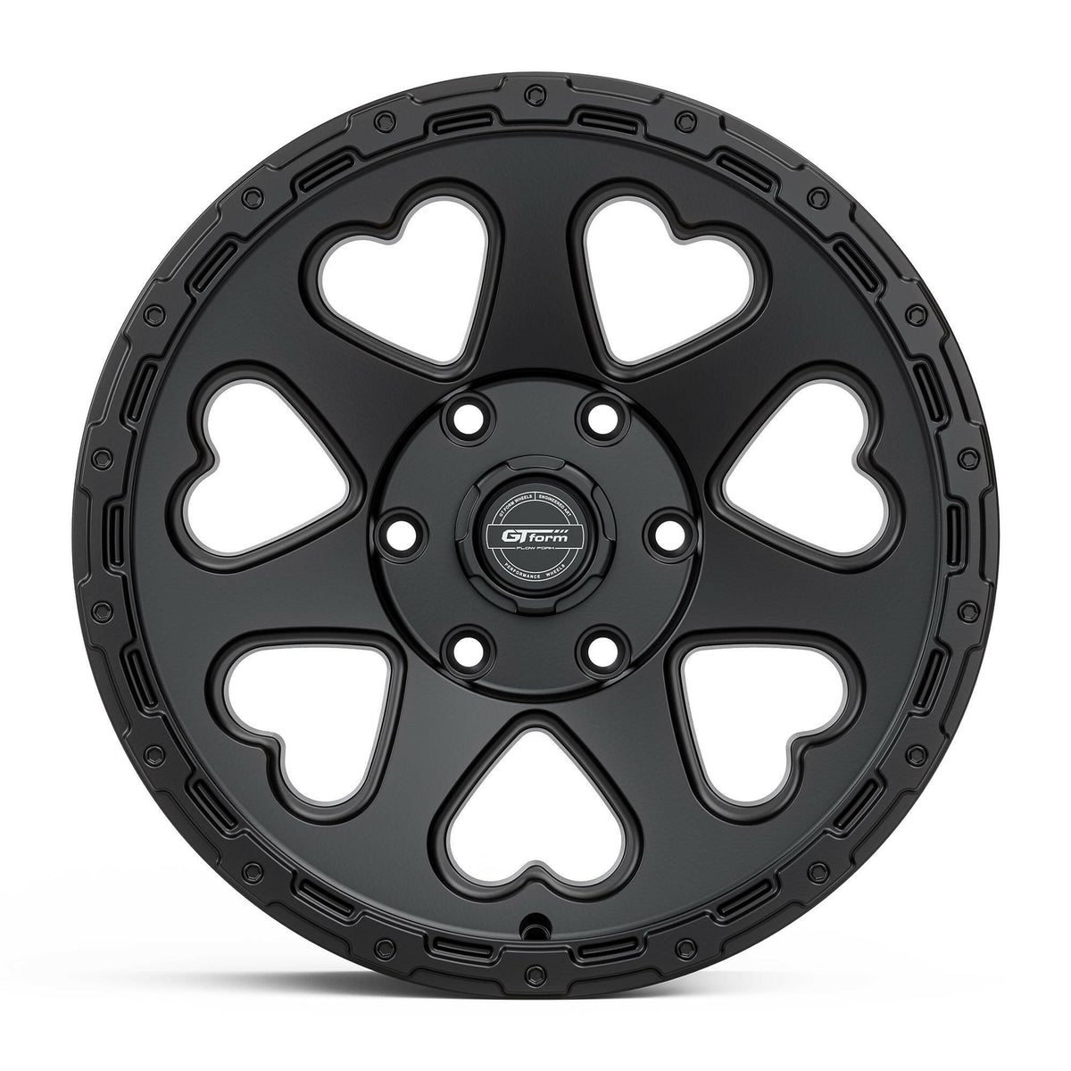 GT Form Hearts SUV Satin Black 17x9 wheel for KGM SsangYong Musso and Rexton, view 2