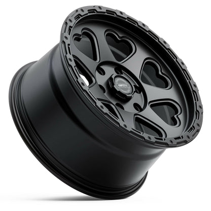 GT Form Hearts SUV Satin Black 17x9 wheel for KGM SsangYong Musso and Rexton, view 3