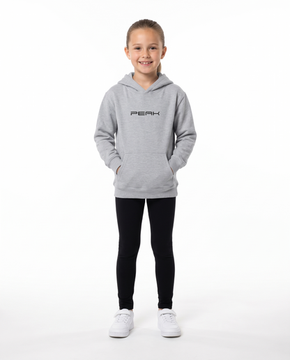 PEAK Kids Hoodie in Sport Grey, worn by a girl
