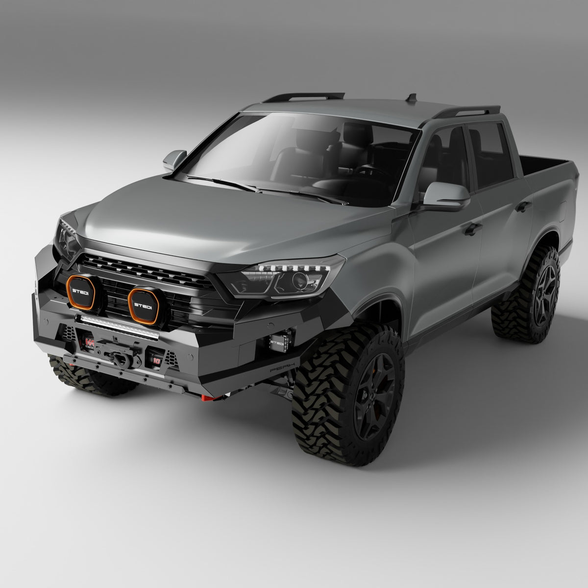 PEAK M1 NightHawk Steel Bull Bar (No Loop) for KGM SsangYong Musso, view 3