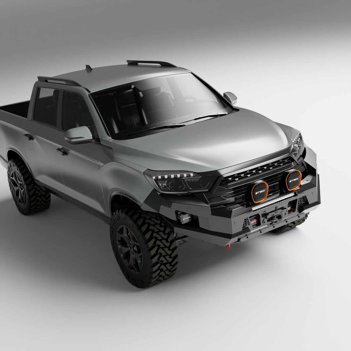 PEAK M1 NightHawk Steel Bull Bar (No Loop) for KGM SsangYong Musso, view 6