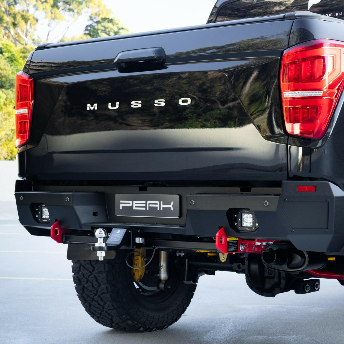 PEAK Nighthawk Steel Rear Bumper with 3500kg Tow Bar for KGM SsangYong Musso, view 2