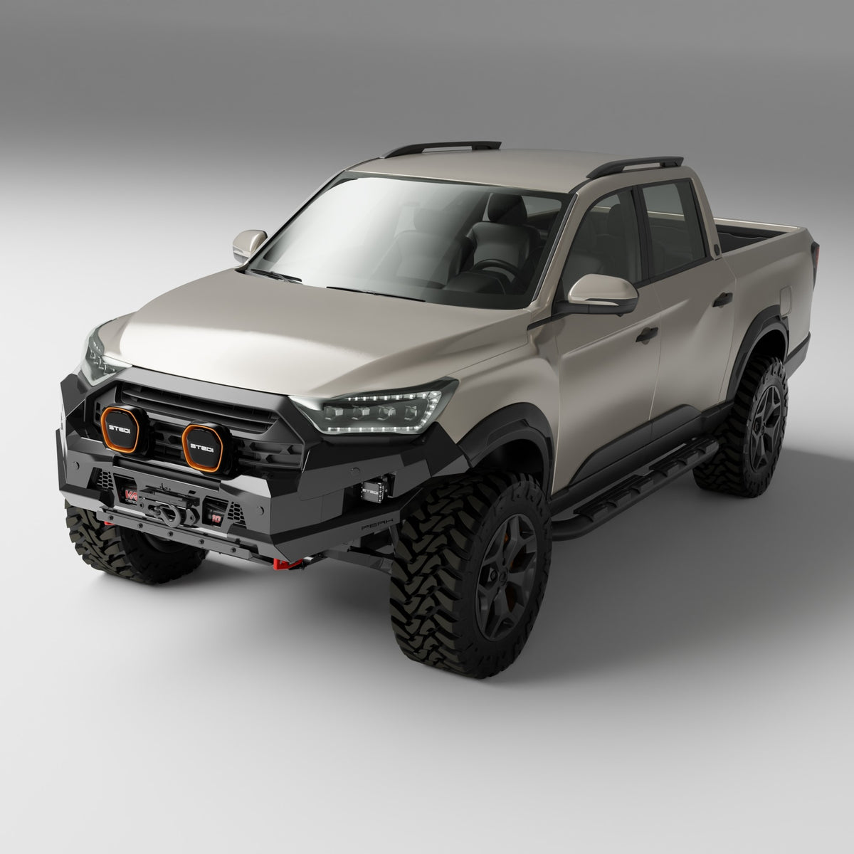 PEAK R1 NightHawk No Loop Steel Bull Bar for KGM SsangYong Musso Ultimate 2025+, view 3