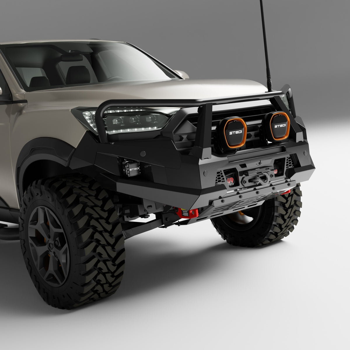 PEAK R1 NightHawk Triple Loop Steel Bull Bar for KGM SsangYong Musso Ultimate 2025+, view 7