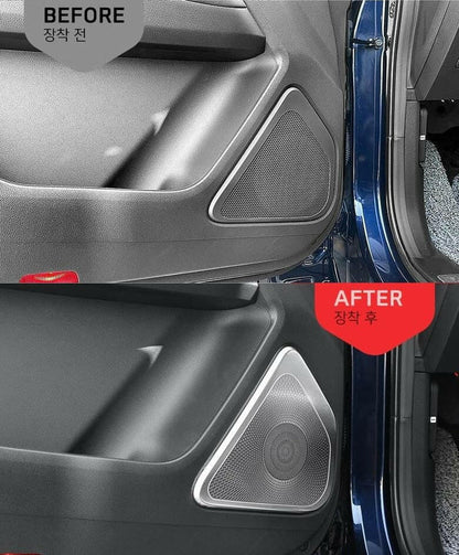 Stainless Steel Door Speaker Covers for KGM SsangYong Musso, view 4